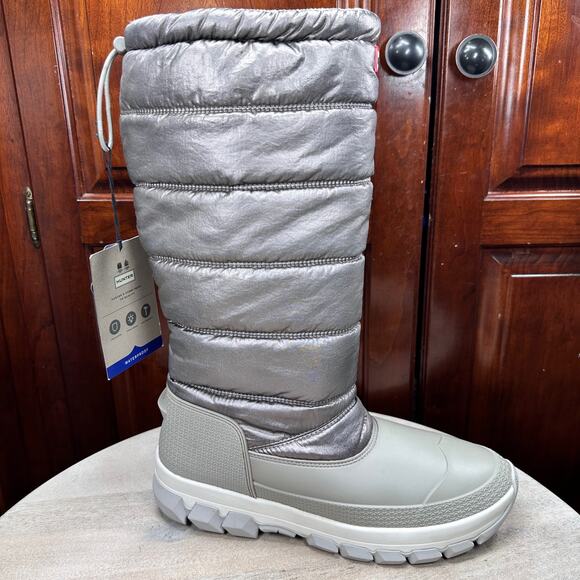 Hunter Women Metallic Snow Boot Size 10 Tall Winter Boots Silver Hail Grey New - Picture 7 of 16